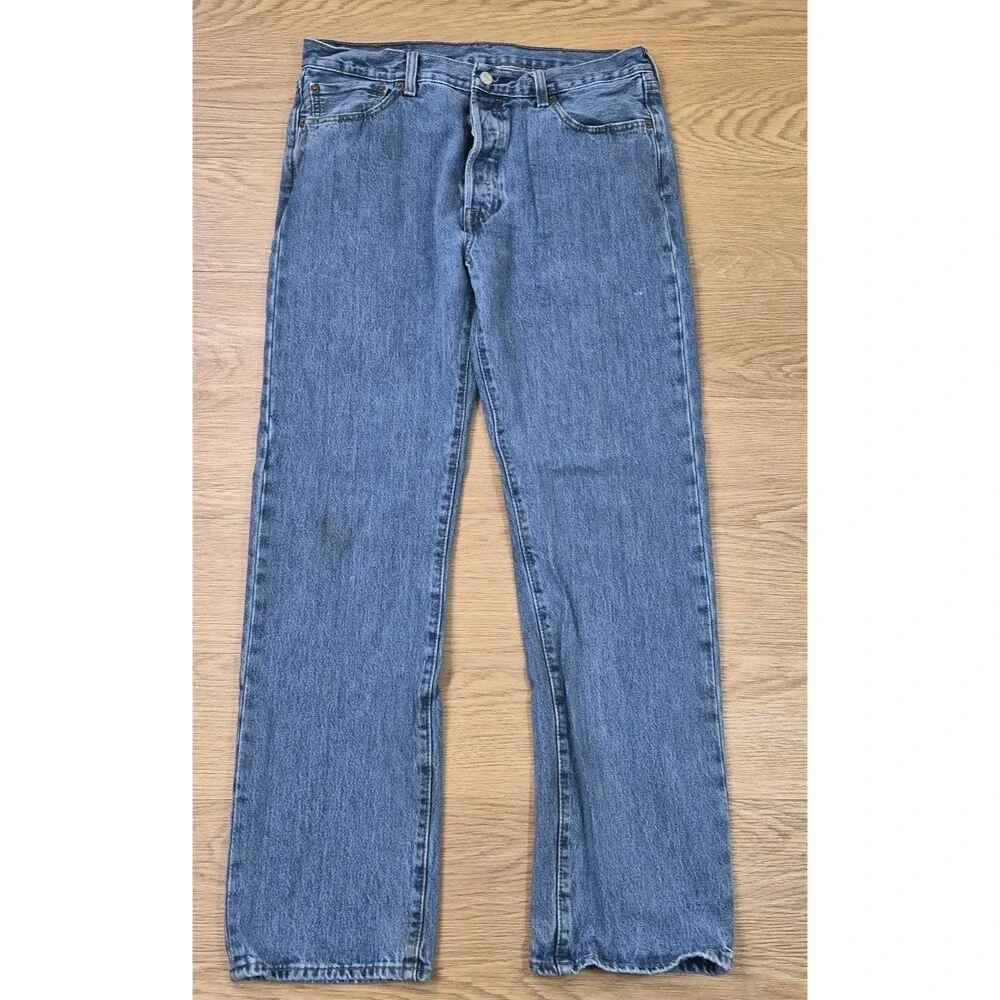 Levi’s 501 Jeans Mens 34x32 Button Fly Medium Wash Cowboy Stretch Denim Pants